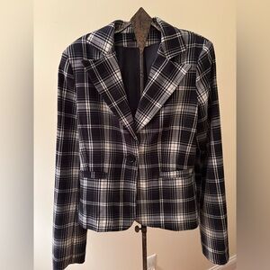 Italian Black and White Plaid Blazer Size S